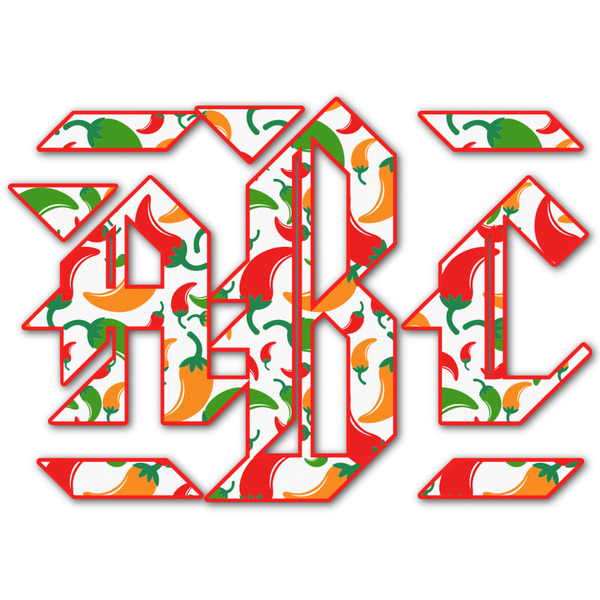 Custom Colored Peppers Monogram Decal - Small (Personalized)