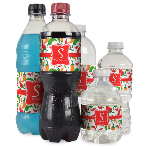 Colored Peppers Water Bottle Label - Multiple Bottle Sizes