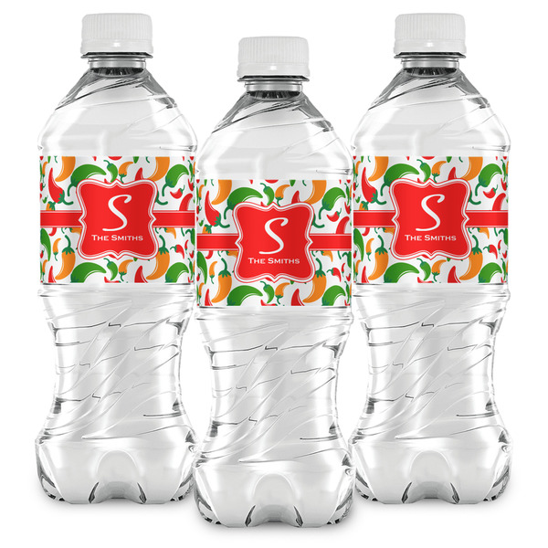 Colored Peppers Water Bottle Labels - Front View