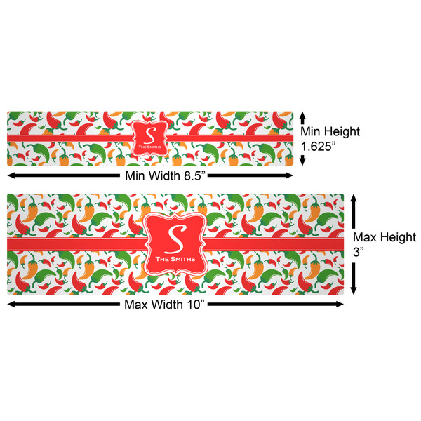 Colored Peppers Water Bottle Labels w/ Dimensions