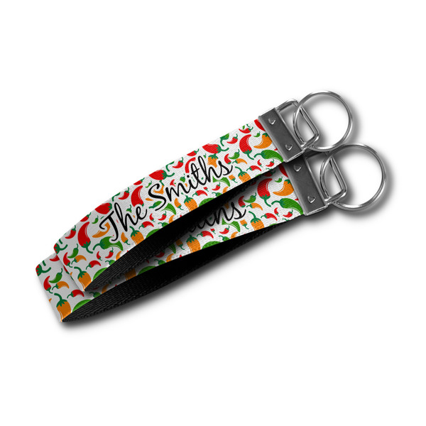 Colored Peppers Webbing Keychain FOBs - Size Comparison
