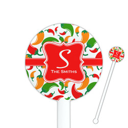 Colored Peppers 5.5" Round Plastic Stir Sticks - White - Double Sided (Personalized)