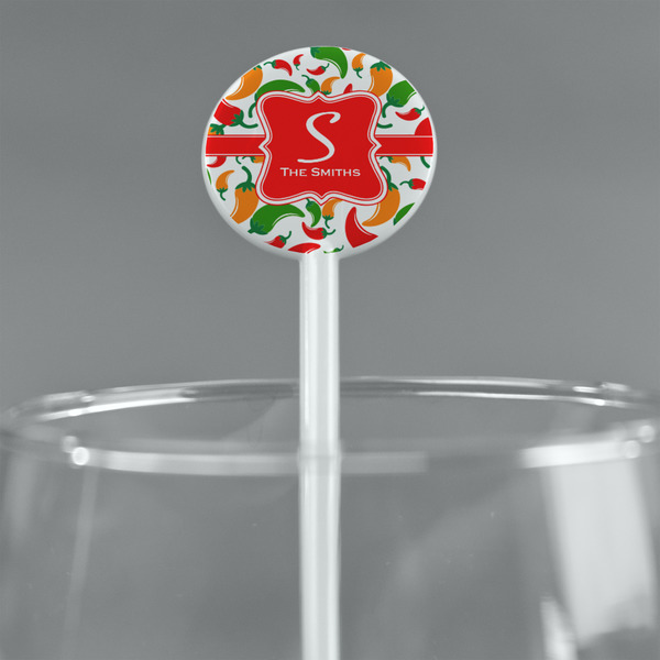 Colored Peppers White Plastic 5.5" Stir Stick - Round - Main