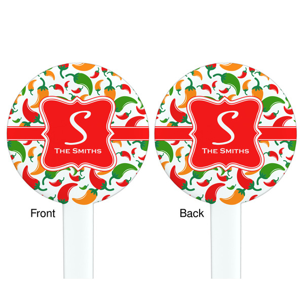 Colored Peppers White Plastic 7" Stir Stick - Double Sided - Round - Front & Back