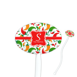 Colored Peppers 7" Oval Plastic Stir Sticks - White - Single Sided (Personalized)