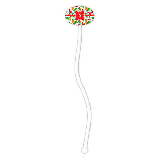 Colored Peppers White Plastic 7" Stir Stick - Oval - Single Stick