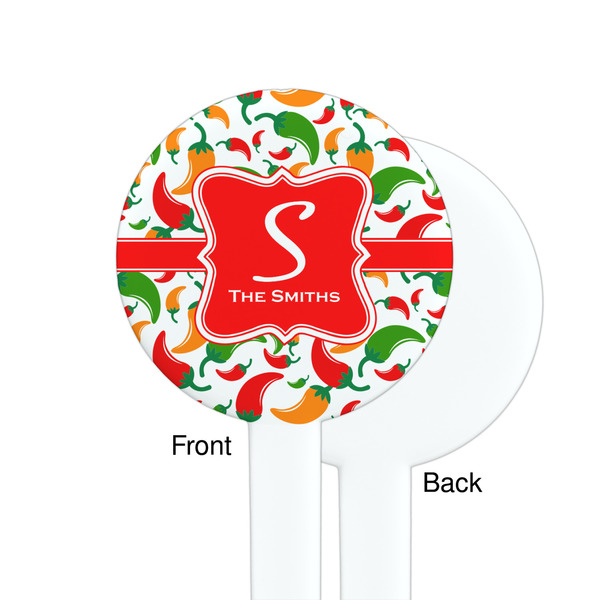 Colored Peppers White Plastic 7" Stir Stick - Single Sided - Round - Front & Back