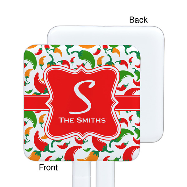 Colored Peppers White Plastic Stir Stick - Single Sided - Square - Approval