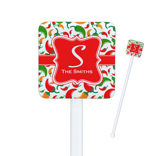 Custom Colored Peppers Square Plastic Stir Sticks - Single Sided (Personalized)
