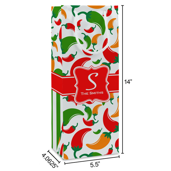 Colored Peppers Wine Gift Bag - Dimensions