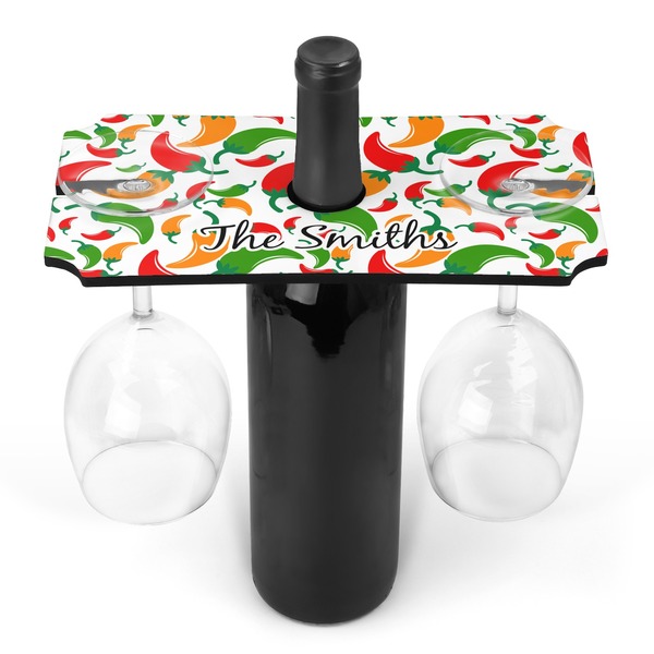 Custom Colored Peppers Wine Bottle & Glass Holder (Personalized)