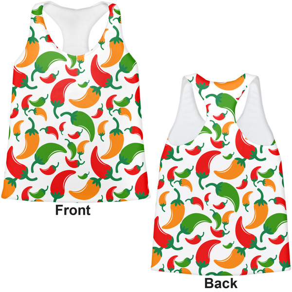 Colored Peppers Womens Racerback Tank Tops - Medium - Front and Back