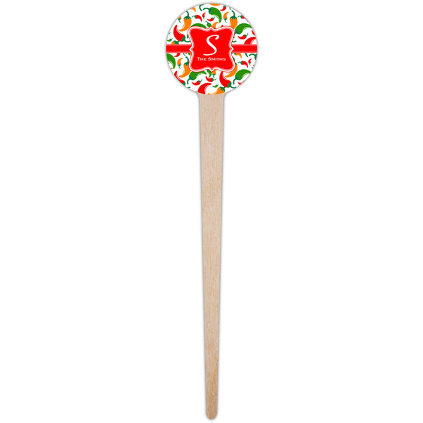 Colored Peppers Wooden 4" Food Pick - Round - Single Pick
