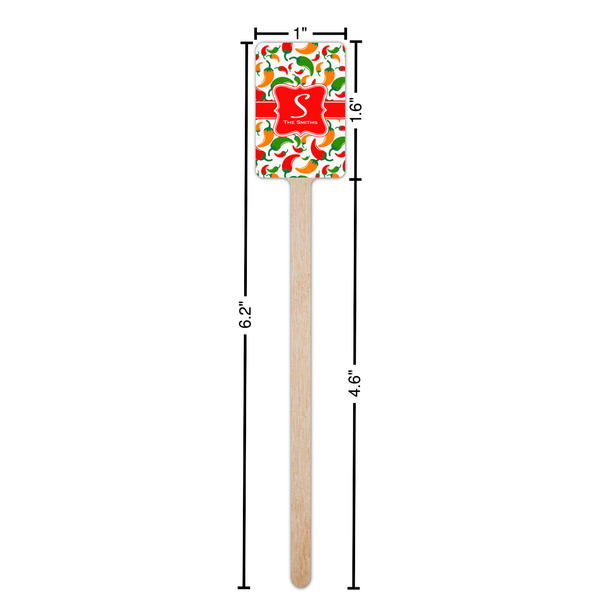 Colored Peppers Wooden 6.25" Stir Stick - Rectangular - Dimensions