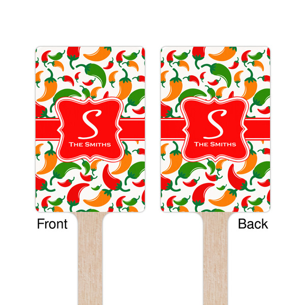 Colored Peppers Wooden 6.25" Stir Stick - Rectangular - Double Sided - Front & Back