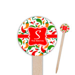 Colored Peppers Round Wooden Food Picks (Personalized)