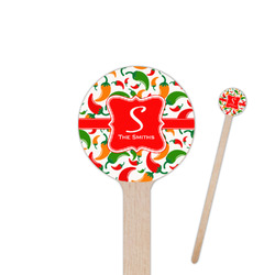 Colored Peppers Round Wooden Stir Sticks (Personalized)