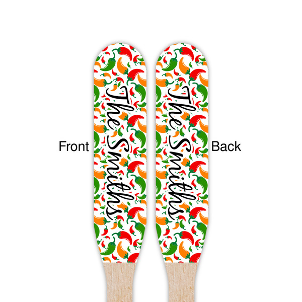 Colored Peppers Wooden Food Pick - Paddle - Double Sided - Front & Back