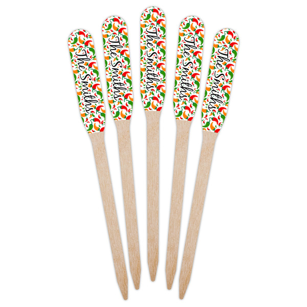 Colored Peppers Wooden Food Pick - Paddle - Fan View