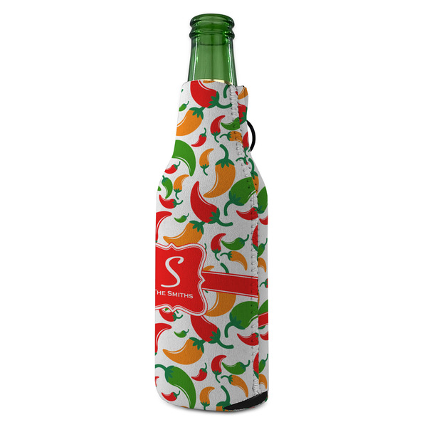 Colored Peppers Zipper Bottle Cooler - ANGLE (bottle)
