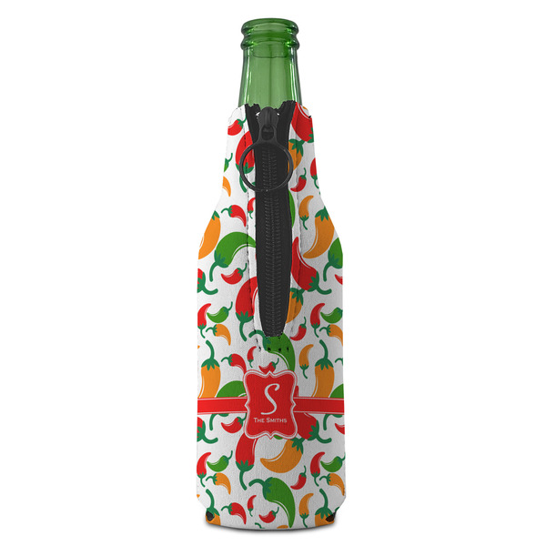 Colored Peppers Zipper Bottle Cooler - BACK (bottle)