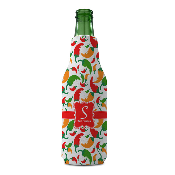 Colored Peppers Zipper Bottle Cooler - FRONT (bottle)