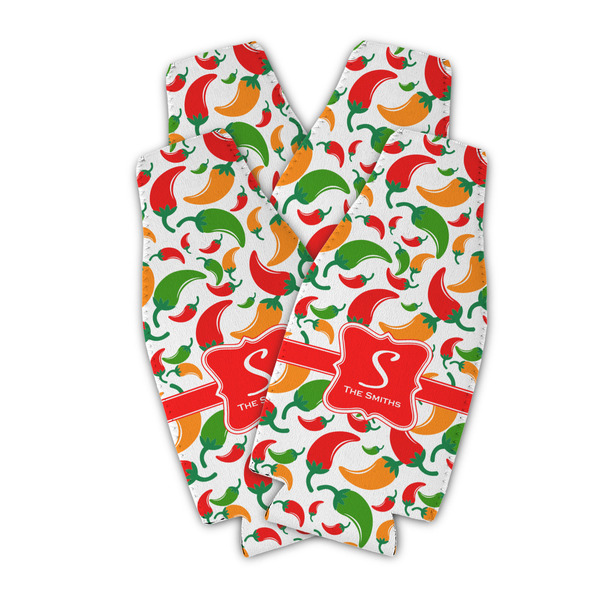 Custom Colored Peppers Zipper Bottle Cooler - Set of 4 (Personalized)
