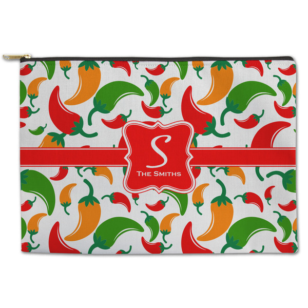 Custom Colored Peppers Zipper Pouch - Large - 12.5"x8.5" (Personalized)