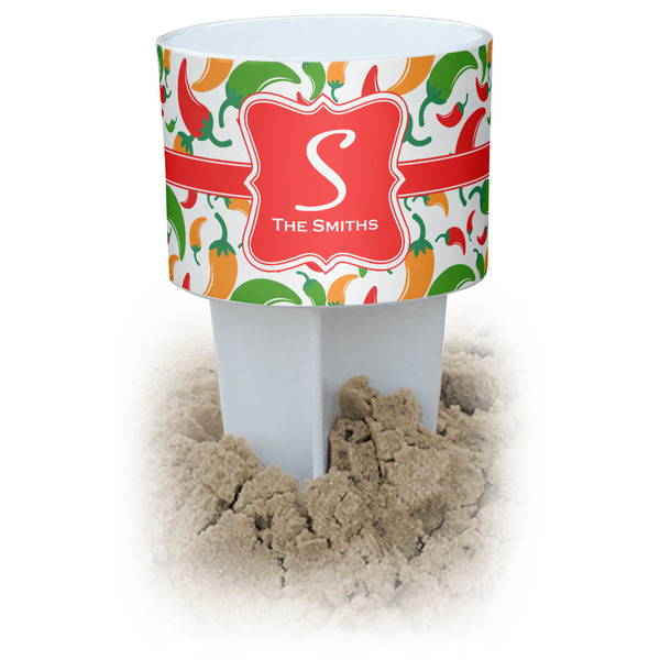 Custom Colored Peppers White Beach Spiker Drink Holder (Personalized)