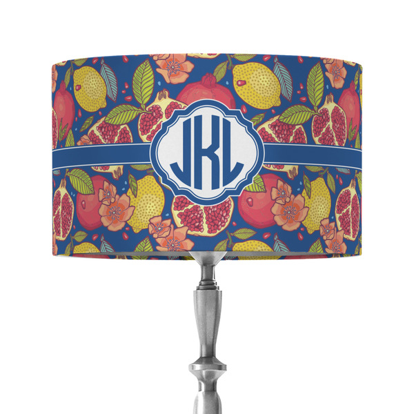 Pomegranates & Lemons 12" Drum Lampshade - ON STAND (Fabric)