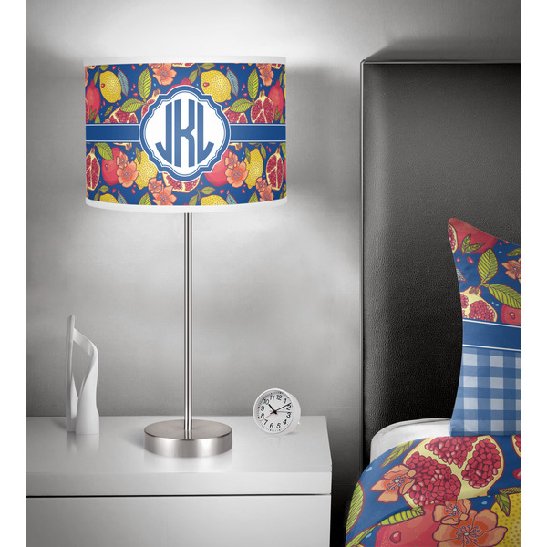 Pomegranates & Lemons 13 inch drum lamp shade - in room