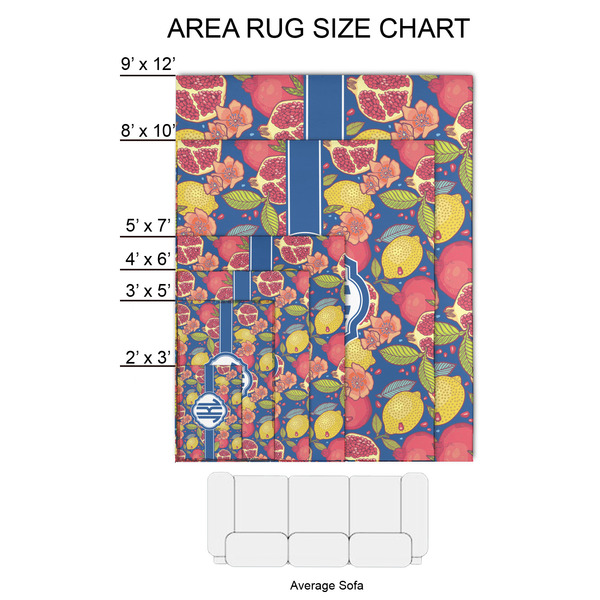 Pomegranates & Lemons 2'x3' Indoor Area Rugs - Size Chart