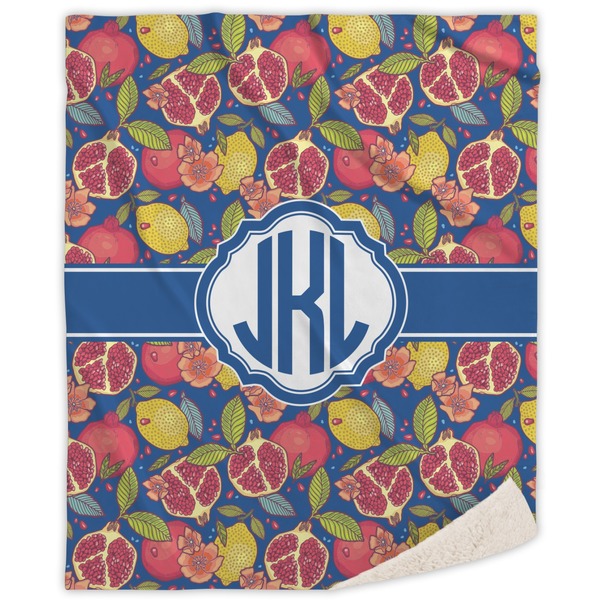 Custom Pomegranates & Lemons Sherpa Throw Blanket (Personalized)