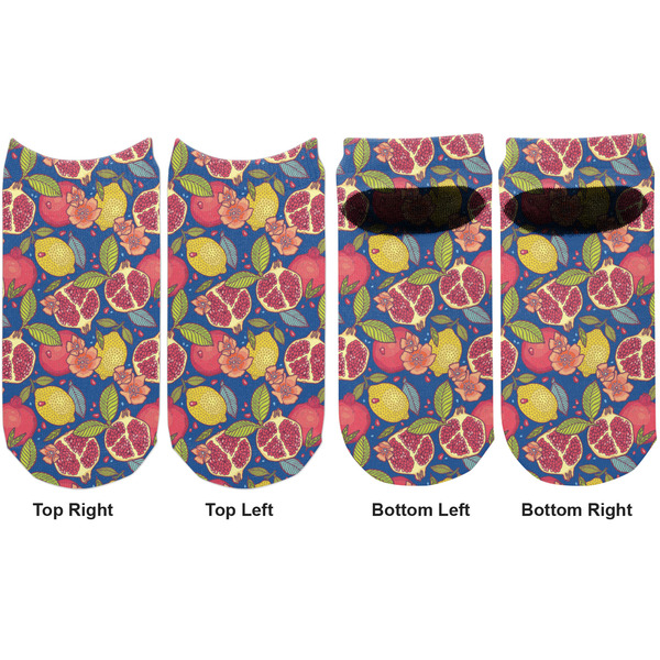 Pomegranates & Lemons Adult Ankle Socks - Double Pair - Front and Back - Apvl