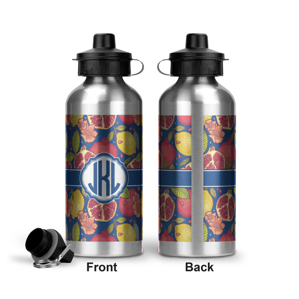 Pomegranates & Lemons Aluminum Water Bottle - Front and Back