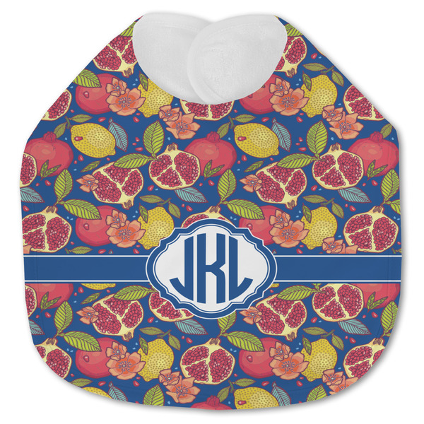 Custom Pomegranates & Lemons Jersey Knit Baby Bib w/ Monogram