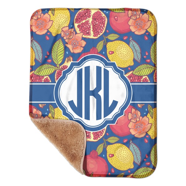 Custom Pomegranates & Lemons Sherpa Baby Blanket - 30" x 40" w/ Monograms