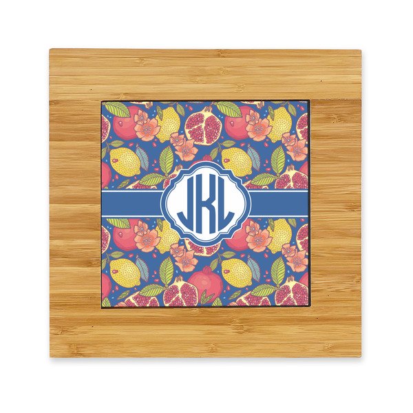 Custom Pomegranates & Lemons Bamboo Trivet with Ceramic Tile Insert (Personalized)