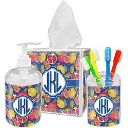 Pomegranates & Lemons Acrylic Bathroom Accessories Set w/ Monogram