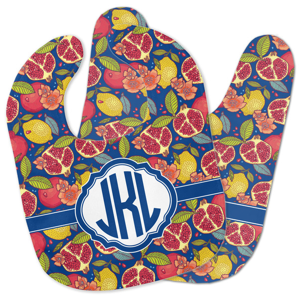 Custom Pomegranates & Lemons Baby Bib w/ Monogram