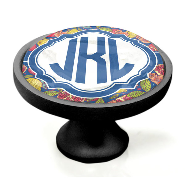Pomegranates & Lemons Black Custom Cabinet Knob (Side)