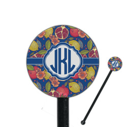 Pomegranates & Lemons 5.5" Round Plastic Stir Sticks - Black - Single Sided (Personalized)