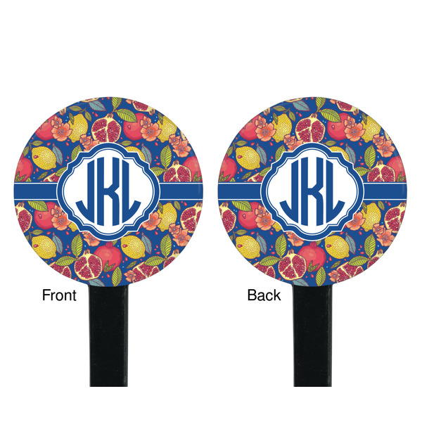 Pomegranates & Lemons Black Plastic 7" Stir Stick - Double Sided - Round - Front & Back