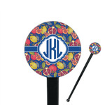 Pomegranates & Lemons 7" Round Plastic Stir Sticks - Black - Single Sided (Personalized)