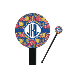 Pomegranates & Lemons 7" Round Plastic Stir Sticks - Black - Single Sided (Personalized)