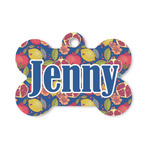 Pomegranates & Lemons Bone Shaped Dog ID Tag - Small (Personalized)