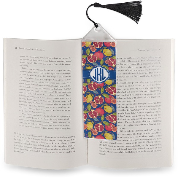 Pomegranates & Lemons Bookmark with tassel - In book