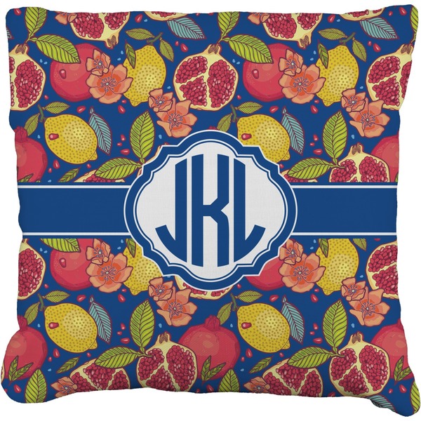 Custom Pomegranates & Lemons Faux-Linen Throw Pillow 16" (Personalized)