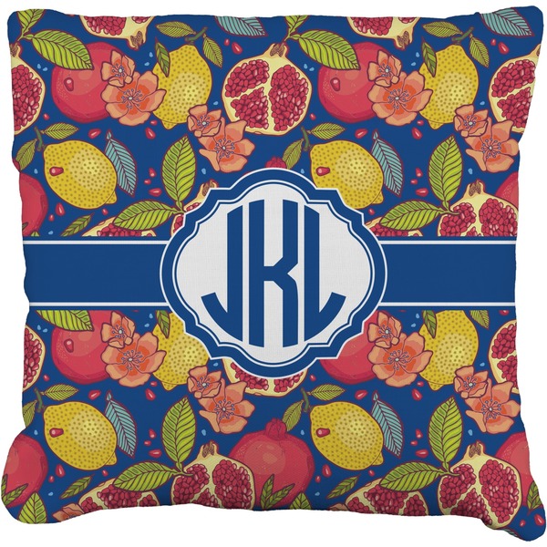 Custom Pomegranates & Lemons Faux-Linen Throw Pillow 18" (Personalized)