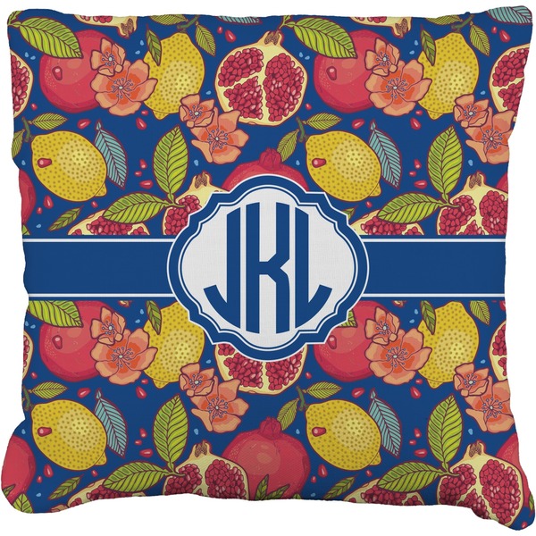 Custom Pomegranates & Lemons Faux-Linen Throw Pillow 20" (Personalized)